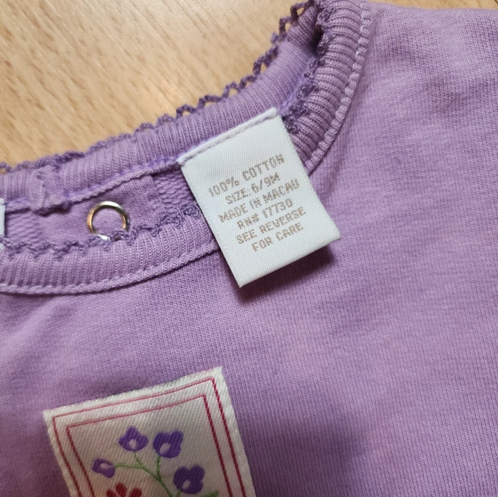 Vintage Cherokee One Piece Romper Size 6/9 Months‎ 100% Cotton Purple Floral NWT